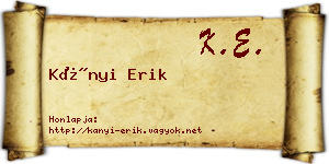 Kányi Erik névjegykártya